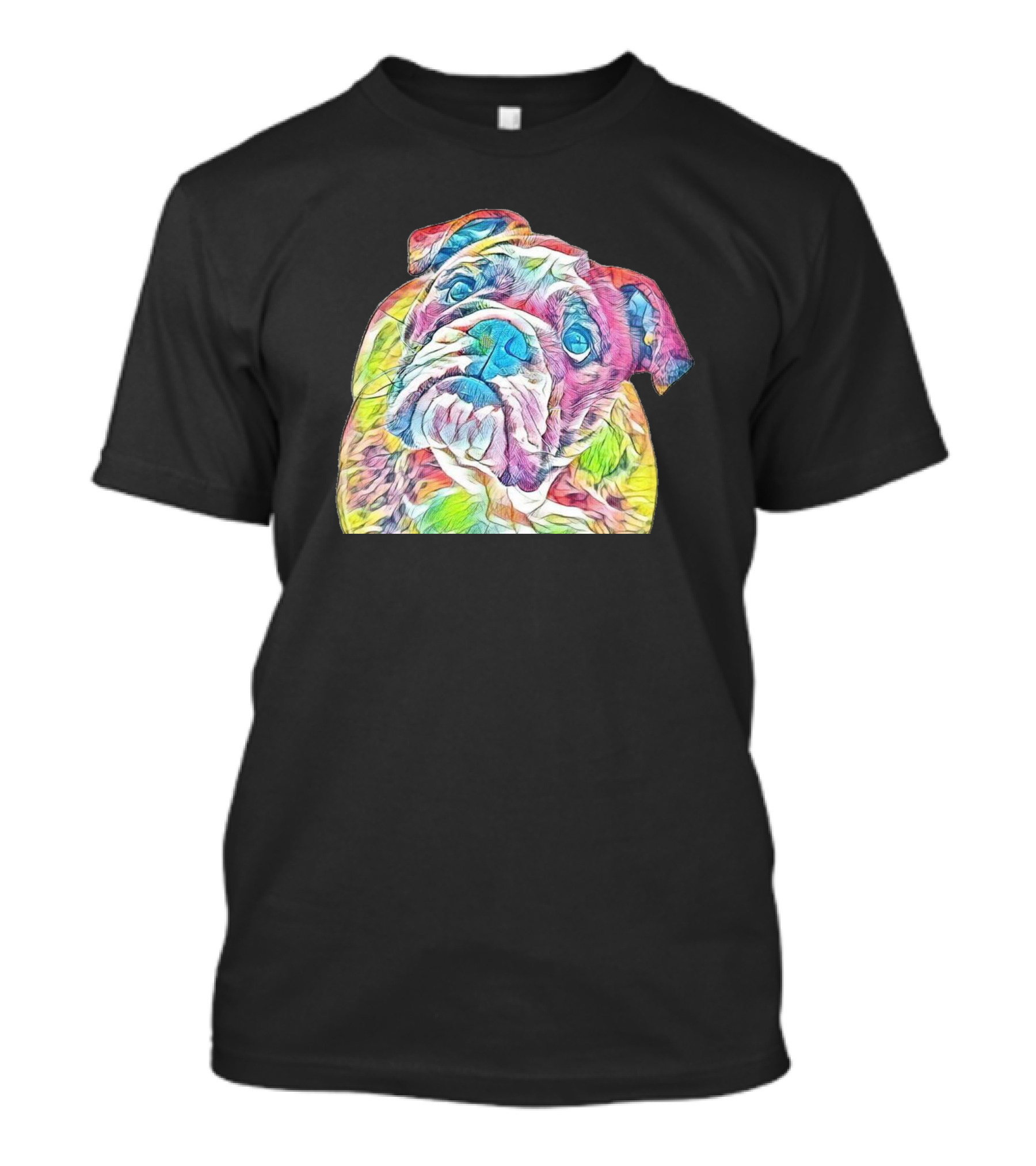 Closeup Photo Of An English Bulldog Vibrant Color Palette T-Shirt