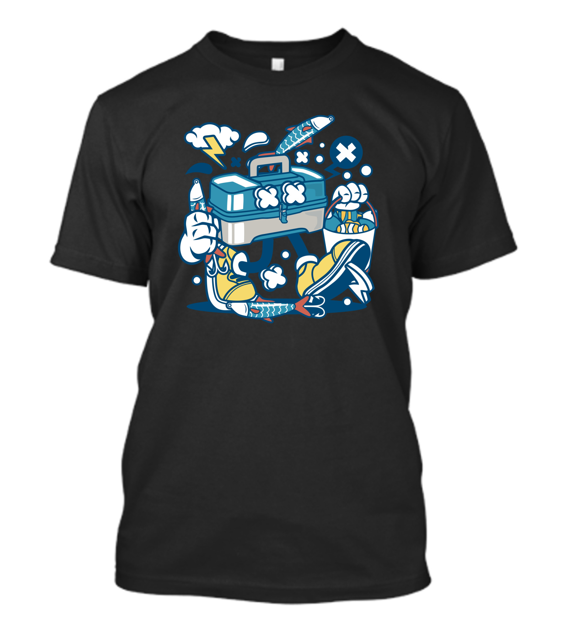 Fishing Box Clouds Lightning Sneakers Fish T-Shirt