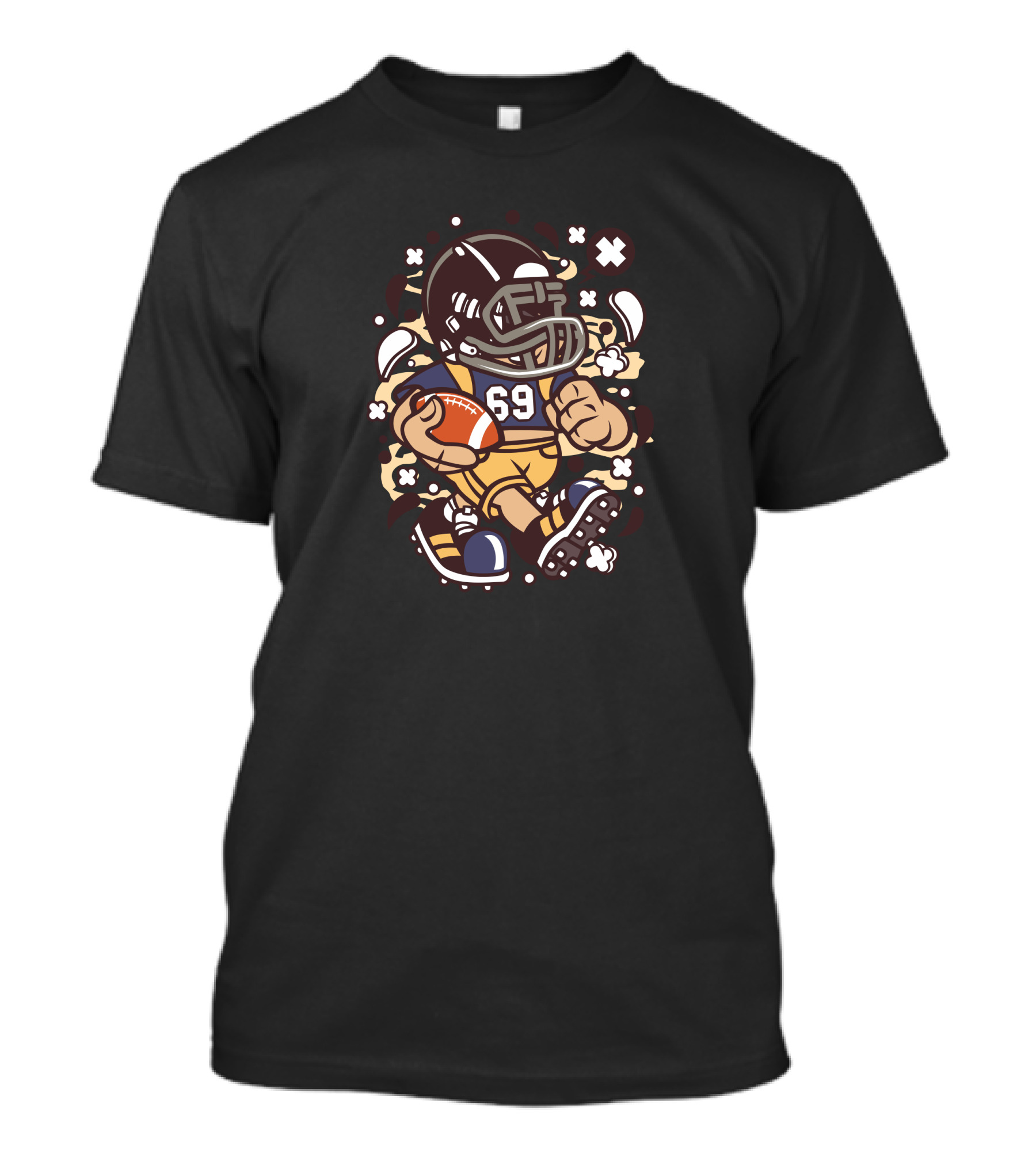 Football Number 69 Vintage Cartoon Player T-Shirt