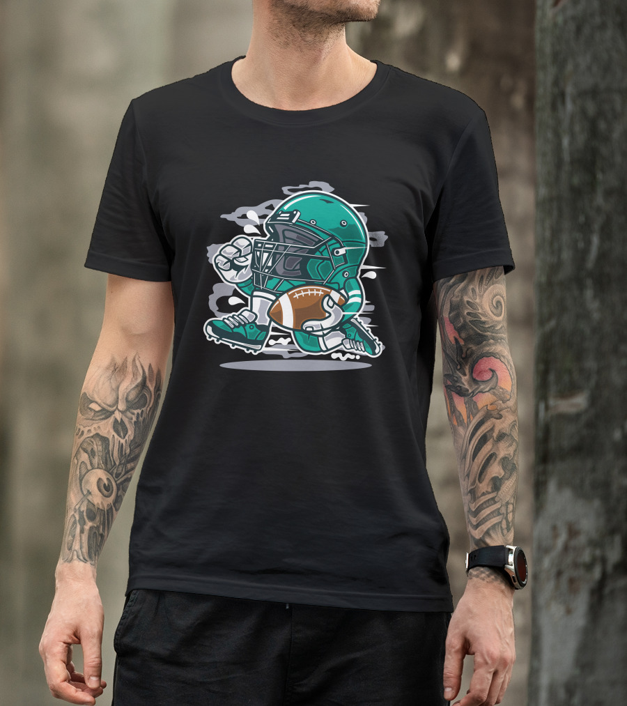 Football Player Cartoon Running With Ball T-Shirt