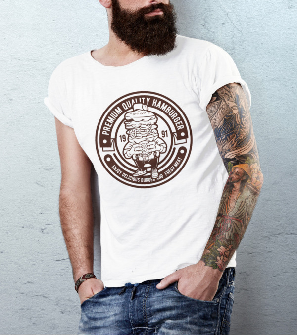 PREMIUM QUALITY HAMBURGER ENJOY DELICIOUS BURGER AND FRESH MEAT 1991 T-Shirt