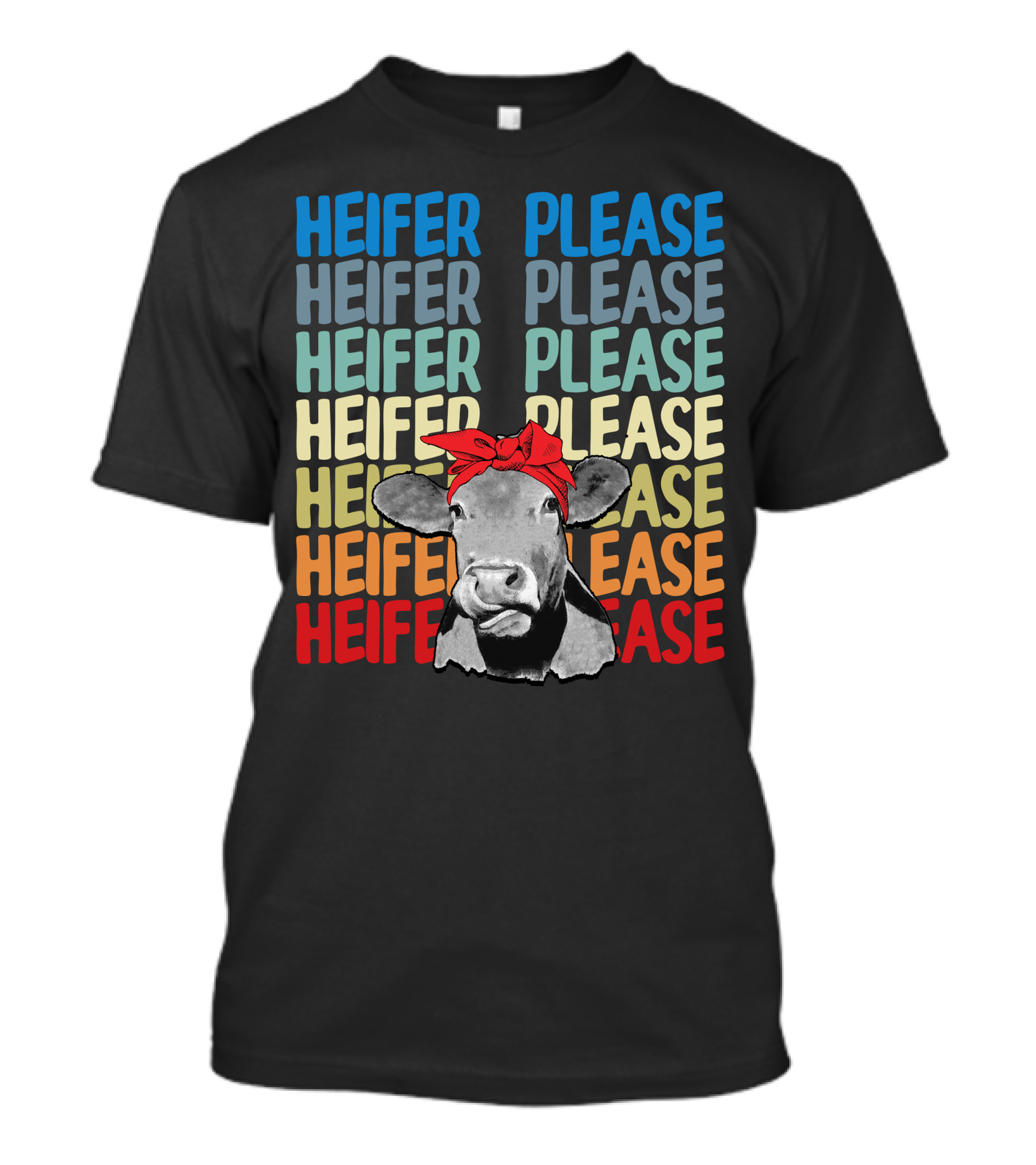 Heifer Please Cow With Red Bandana Pastel Text T-Shirt