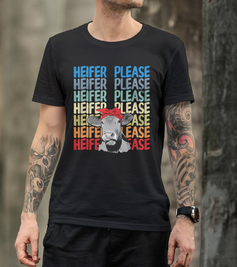 Heifer Please Cow With Red Bandana Pastel Text T-Shirt
