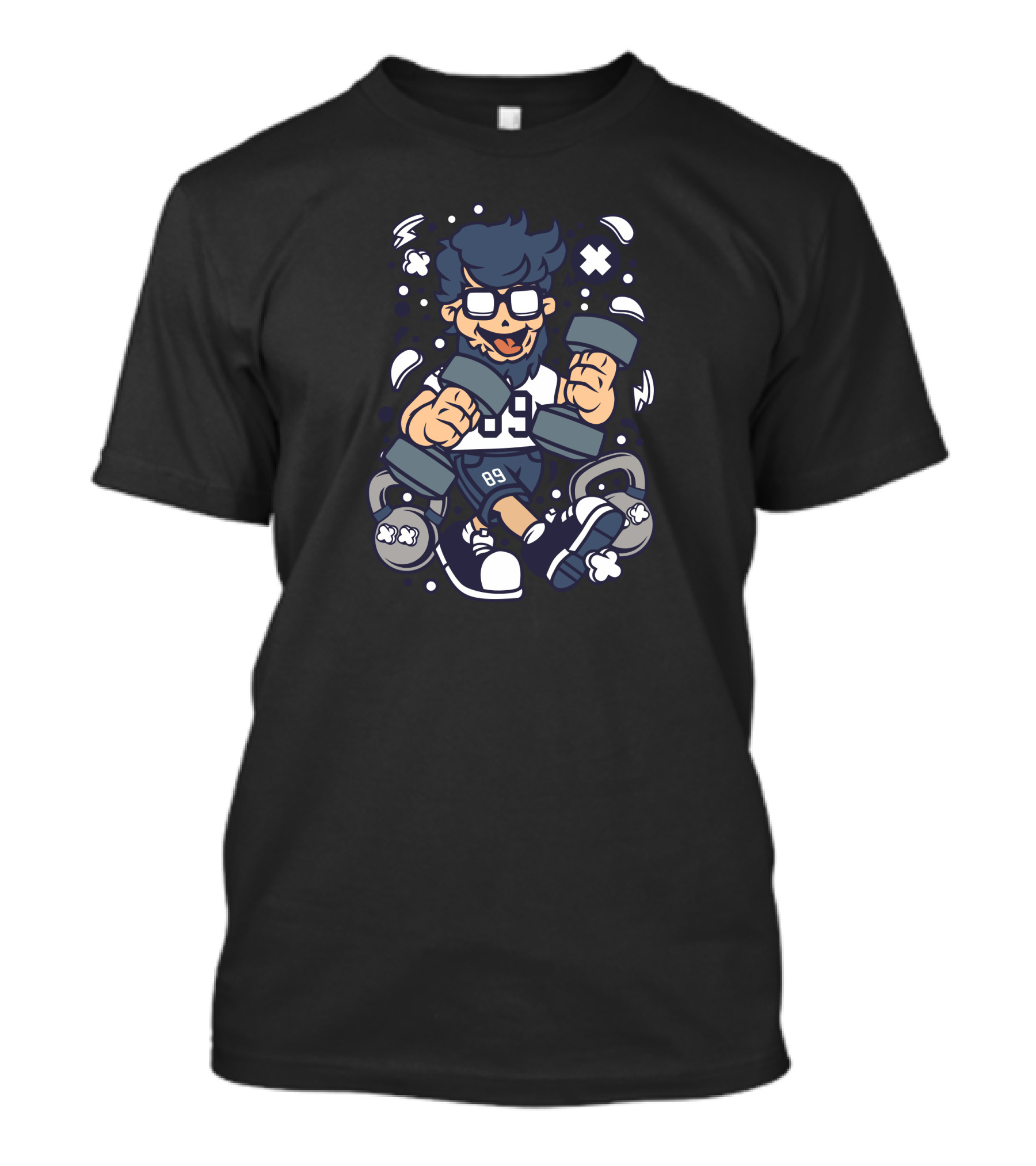 89 Hipster Fitness Dumbbells And Kettlebells T-Shirt