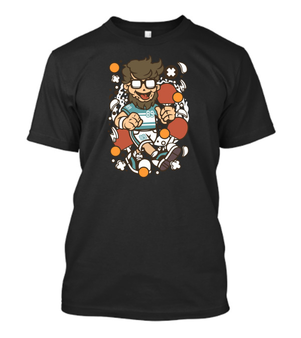 Hipster Ping Pong Player 89 Enthusiast With Glasses And Beard T-Shirt