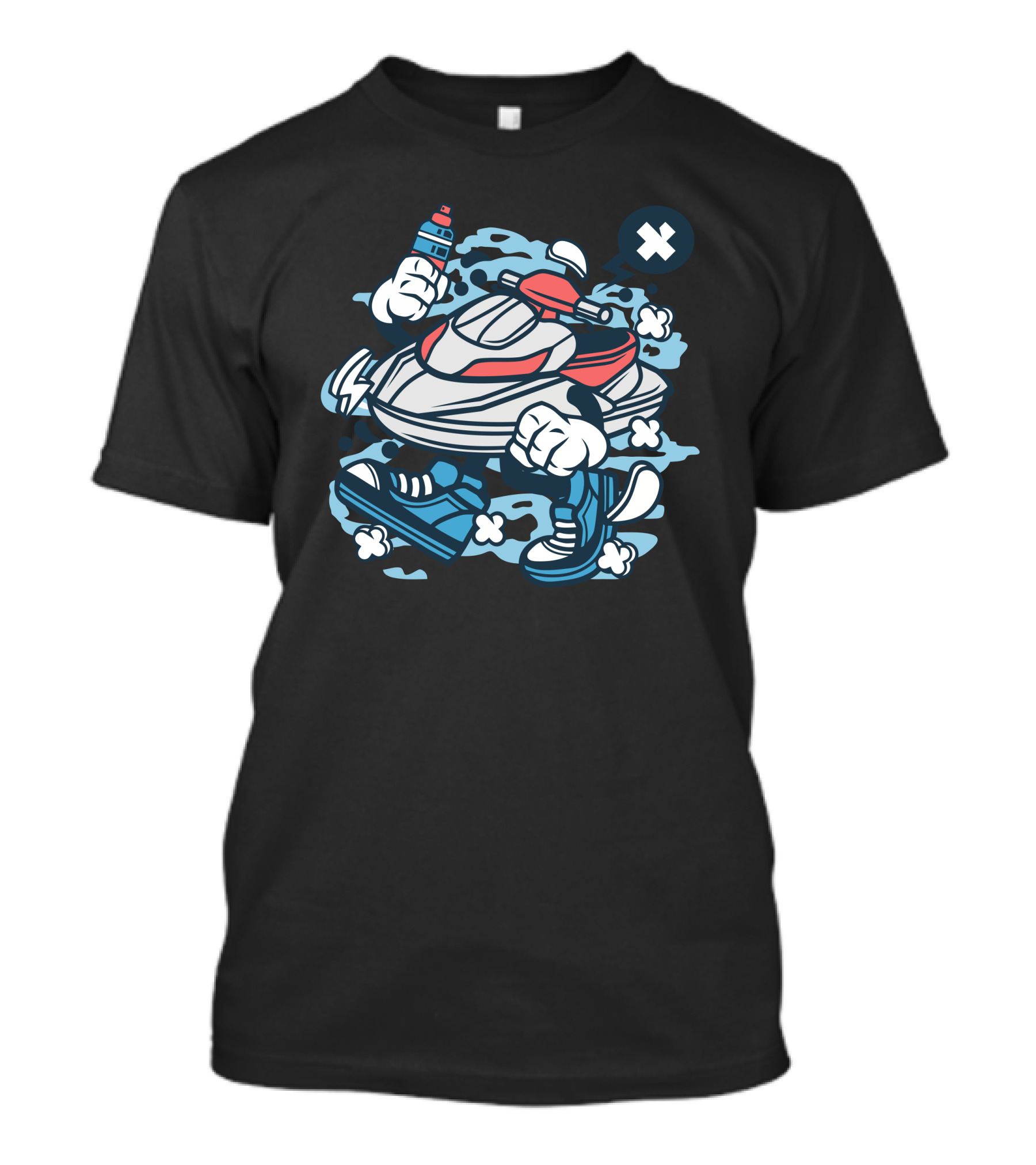 Jetski Cartoon Character With Sneakers And Spray Can T-Shirt