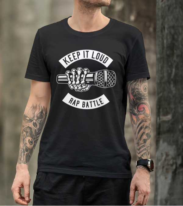 KEEP IT LOUD RAP BATTLE MICROPHONE SKELETON HAND T-Shirt