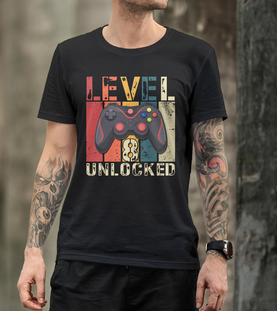 LEVEL 8 UNLOCKED VINTAGE VIDEO GAME CONTROLLER T-Shirt