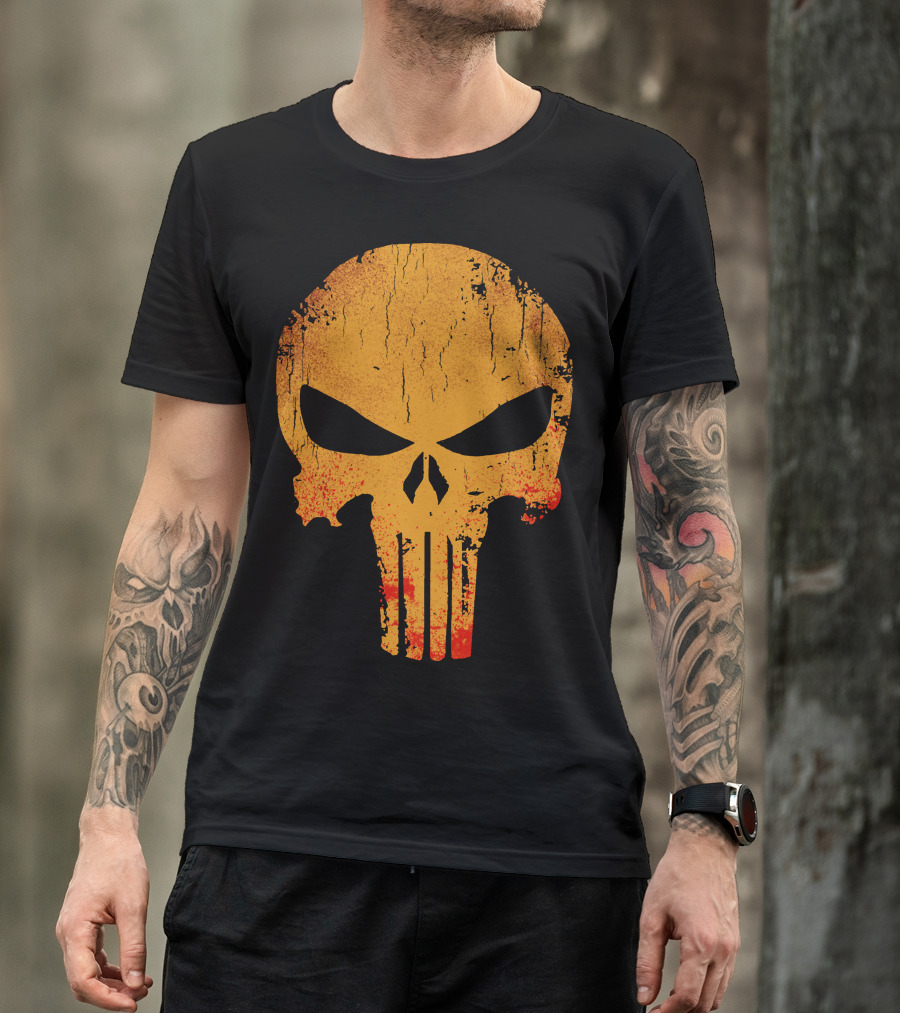 Distressed Punisher Skull Look T-Shirt