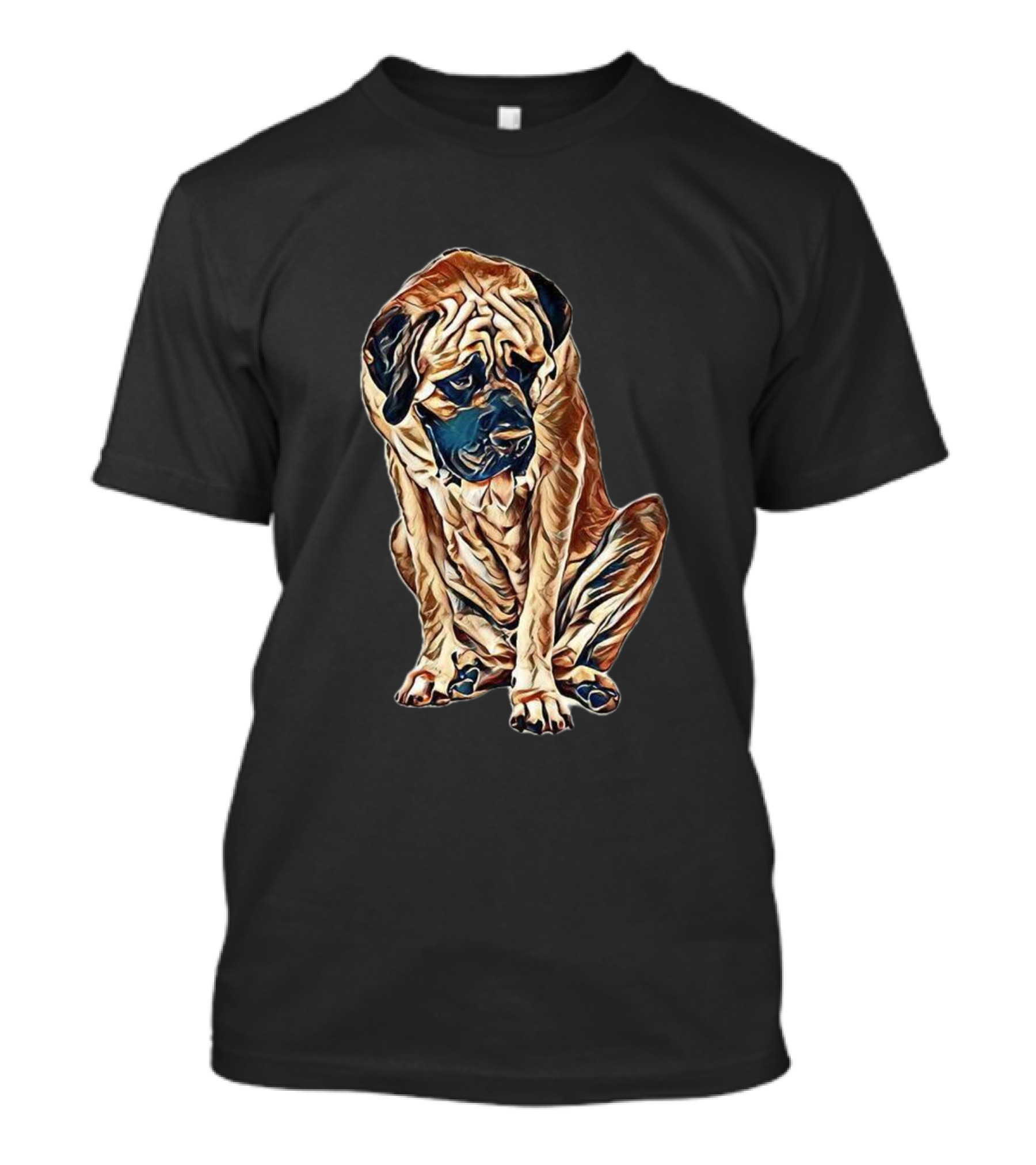 Mastiff Dog Sitting Against T-Shirt