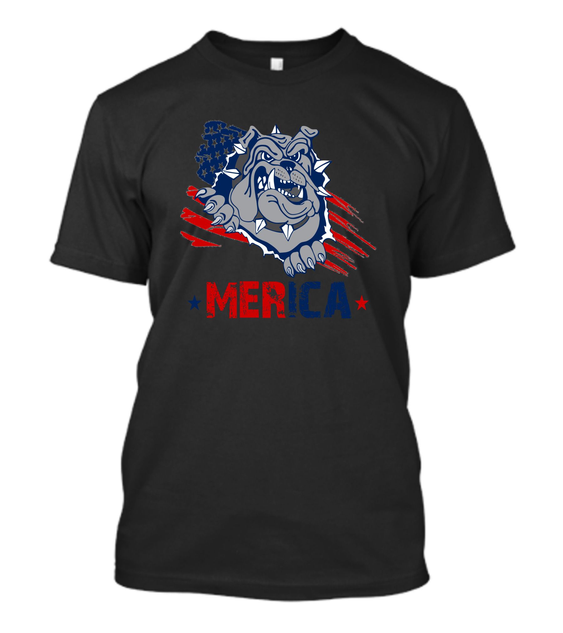 Merica Bulldog 4th Of July USA Flag Patriotic American Pride T-Shirt