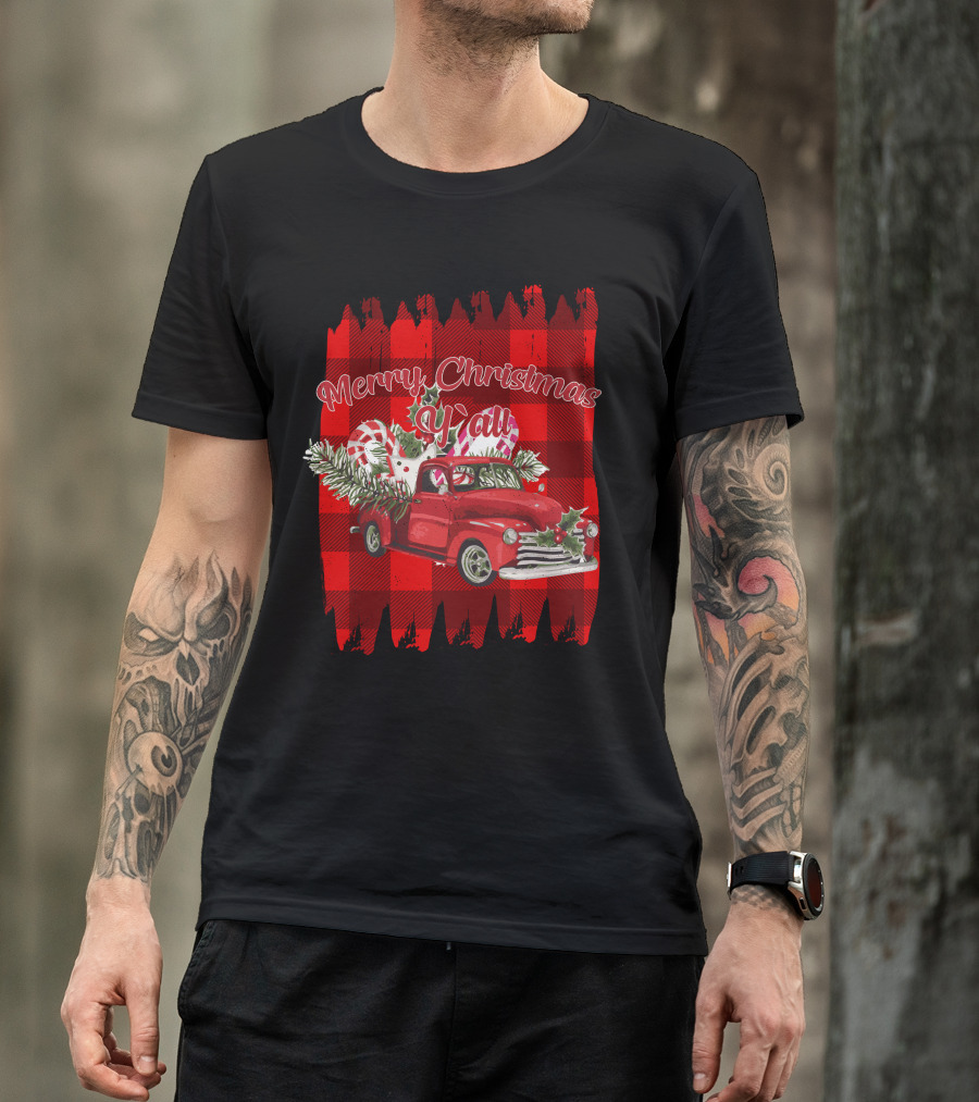 Merry Christmas Y'all Vintage Red Truck T-Shirt