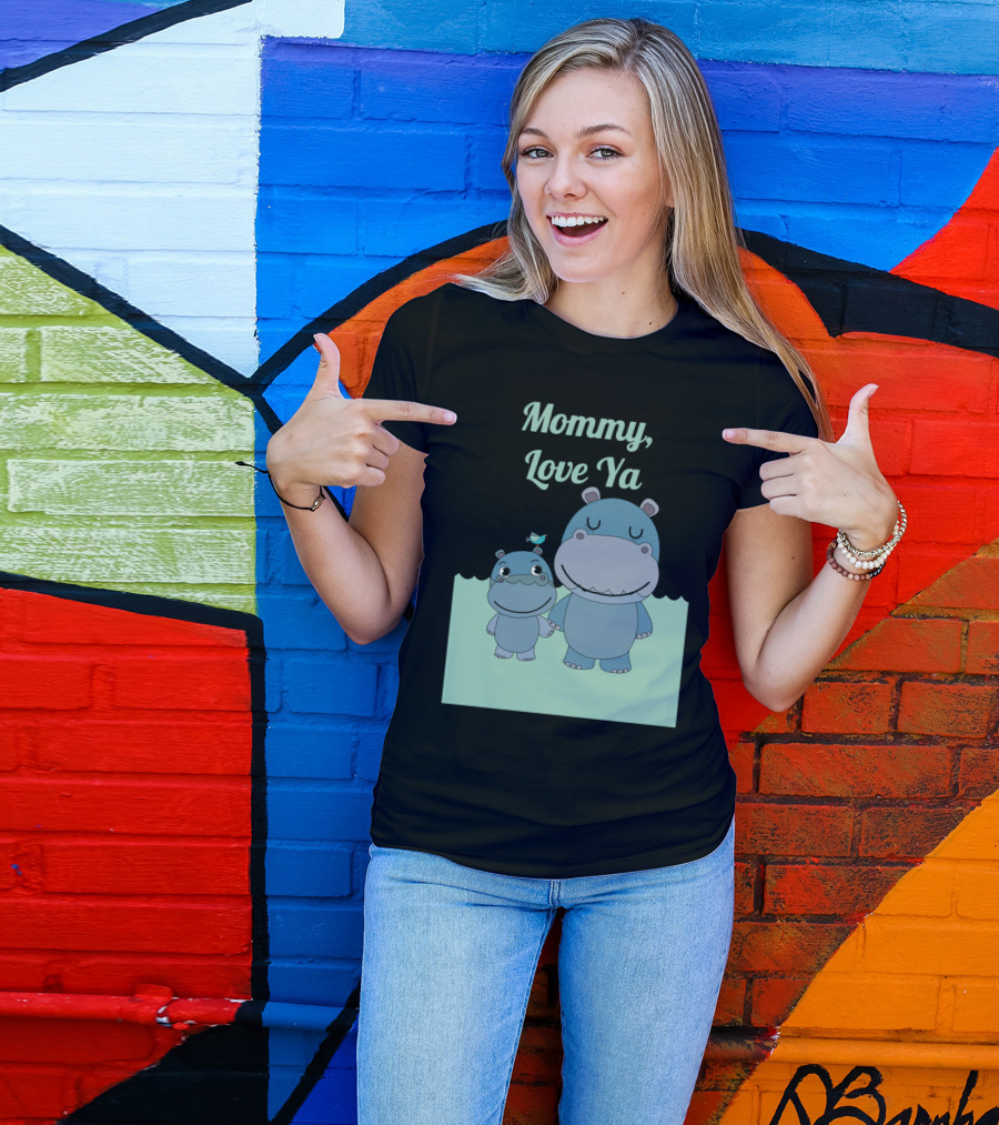 Mommy Love Ya Hippo Family Holding Hands T-Shirt