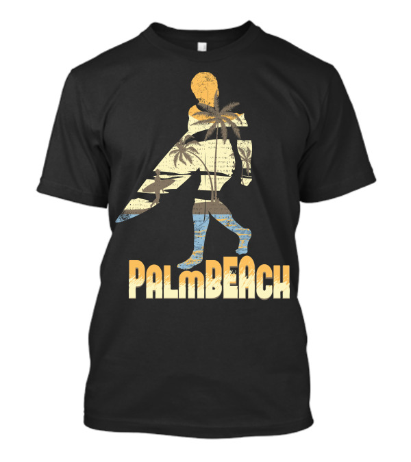 Palm Beach Surfer Silhouette With Palm Trees T-Shirt