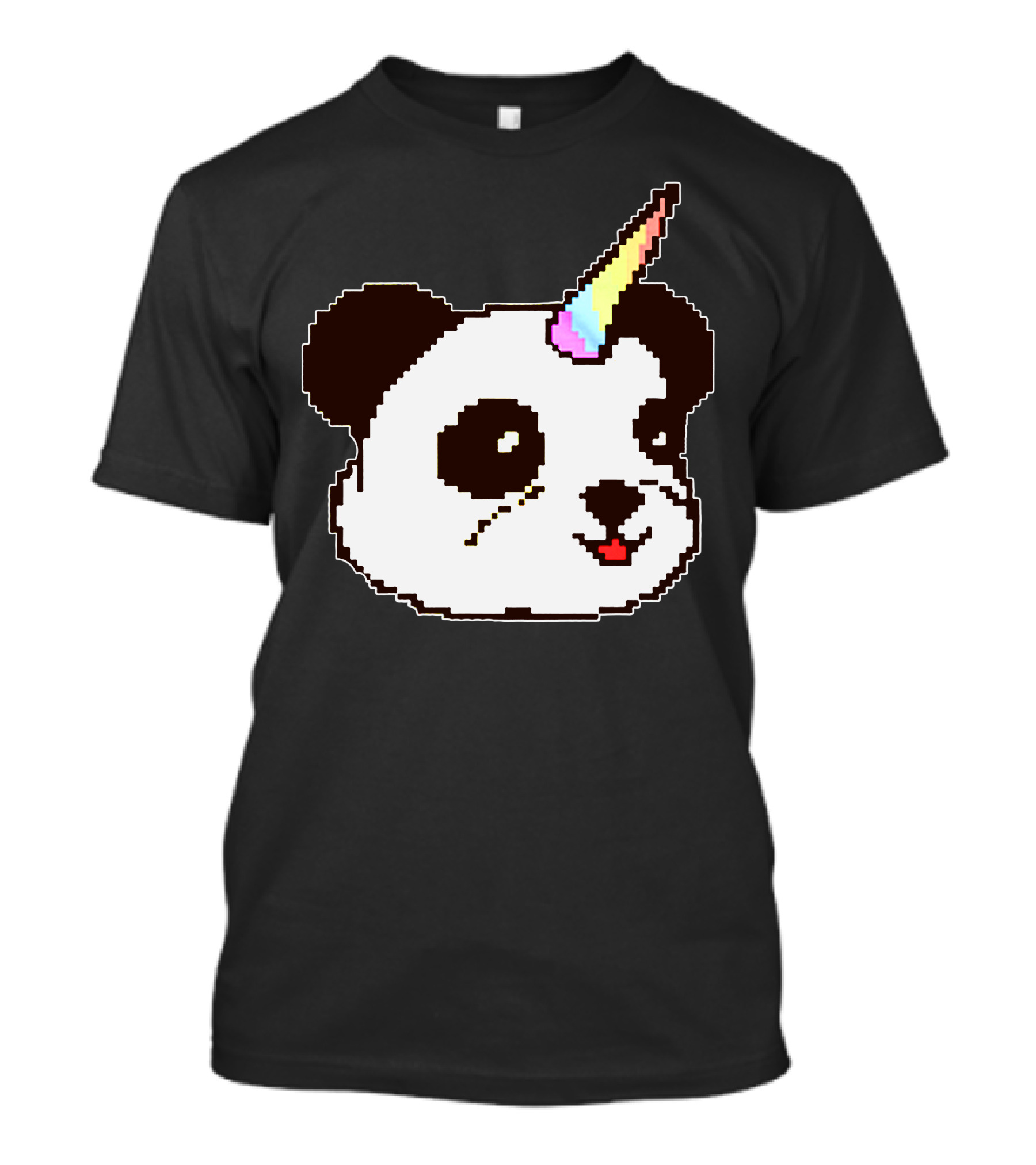 Pixel Art Panda With Rainbow Unicorn Horn T-Shirt