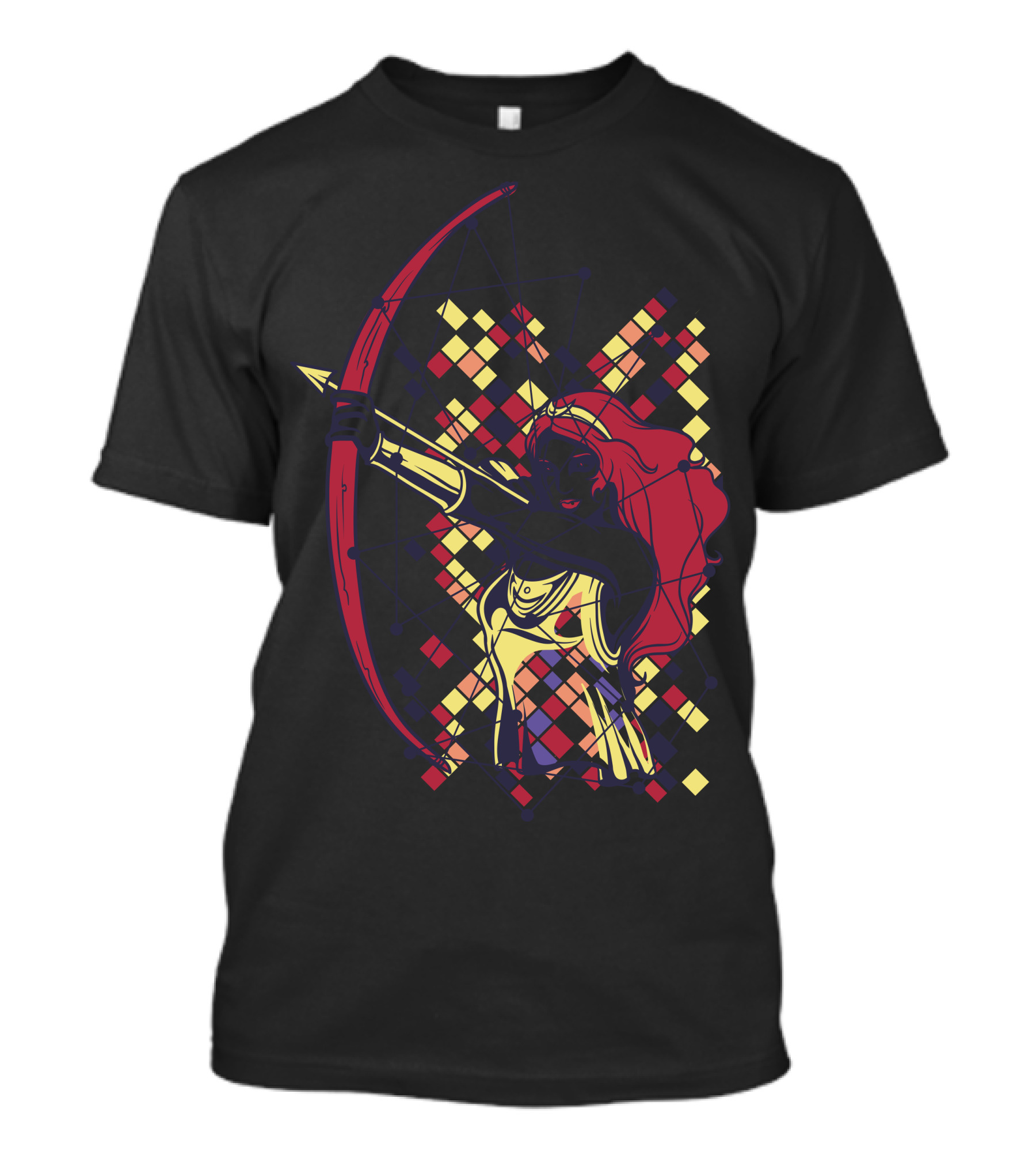 Sagittarius Girl With Bow And Geometric Background T-Shirt