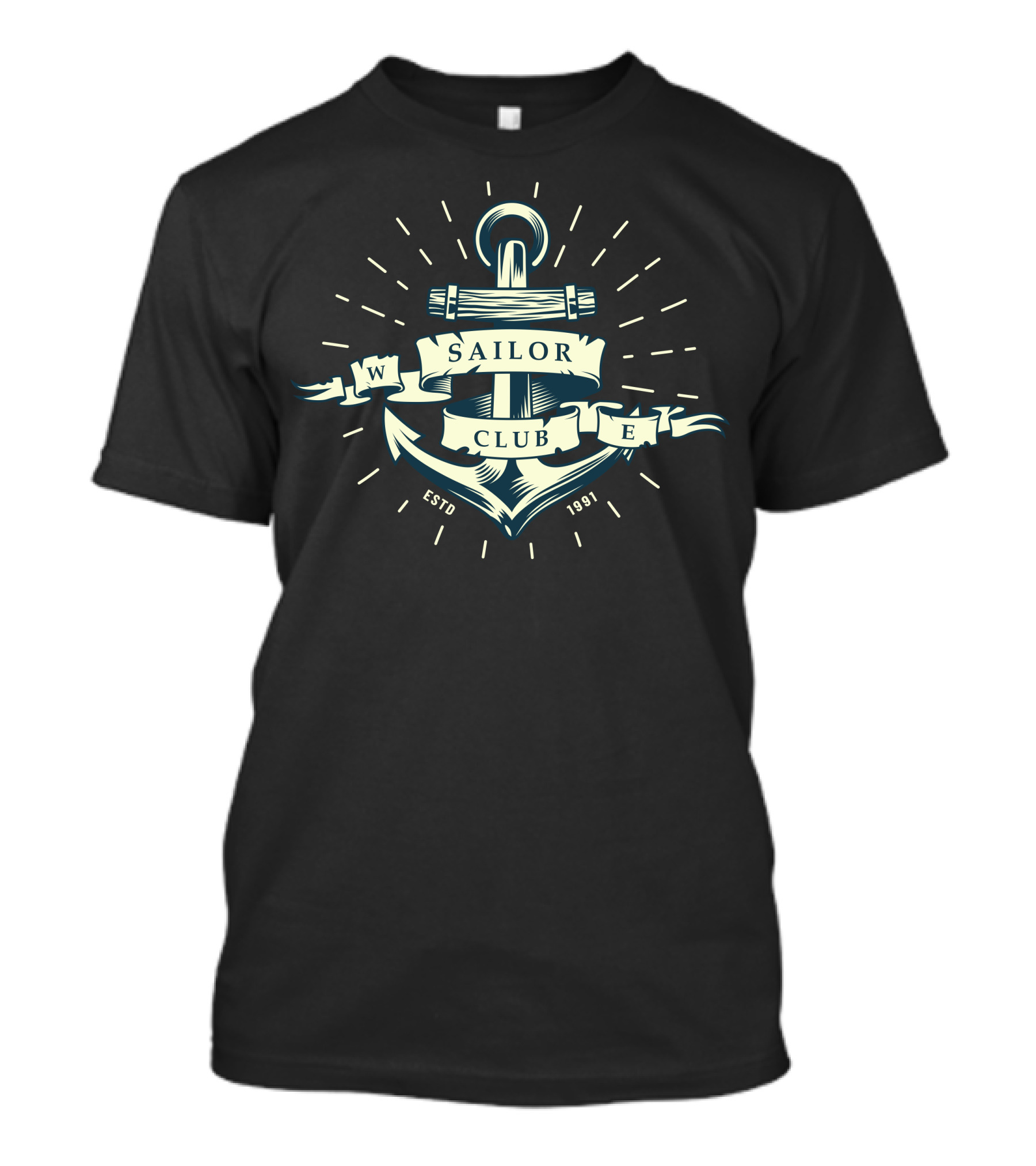 Sailor Club Anchor ESTO 1991 With Nautical Banner And Rays T-Shirt