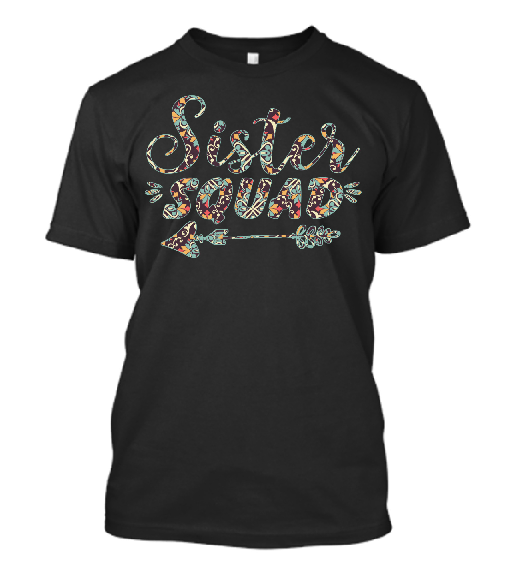 Sister Squad Colorful Floral Pattern Arrow T-Shirt