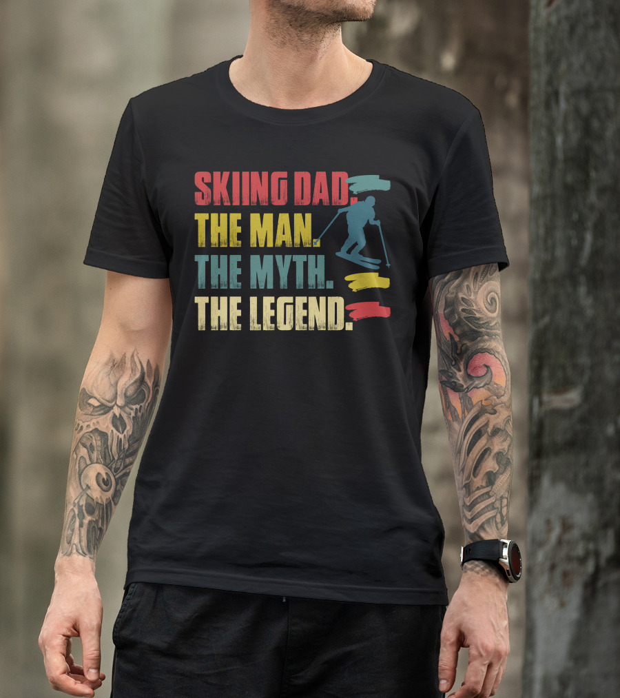 Skiing Dad The Man The Myth The Legend Vintage-Style Skier T-Shirt