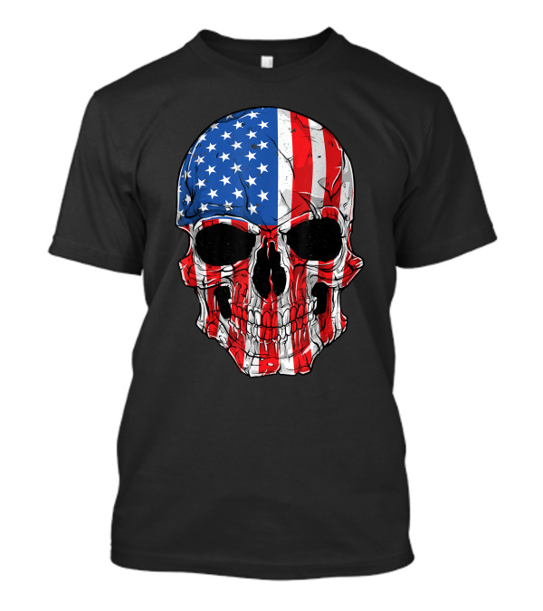 Skull American Flag 4th Of July USA Patriotic T-Shirt