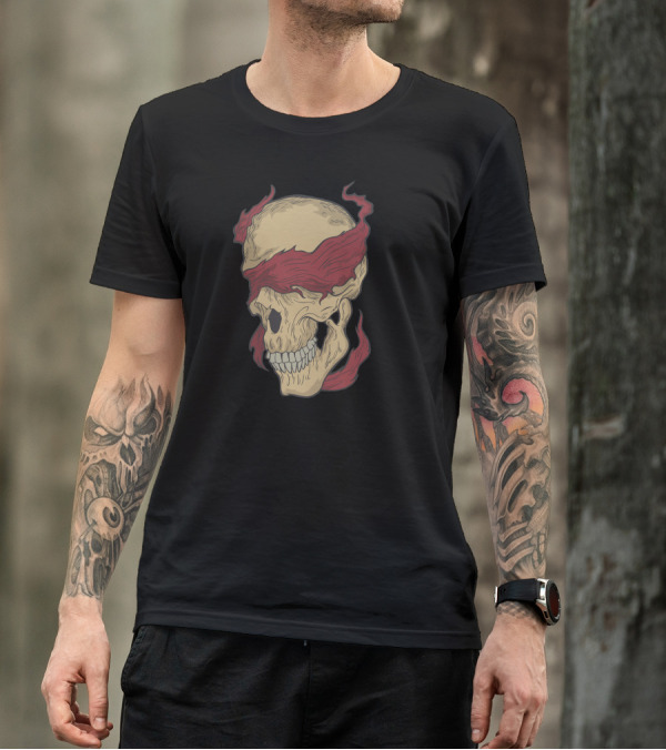 Skull Wrapped In Red Flames T-Shirt