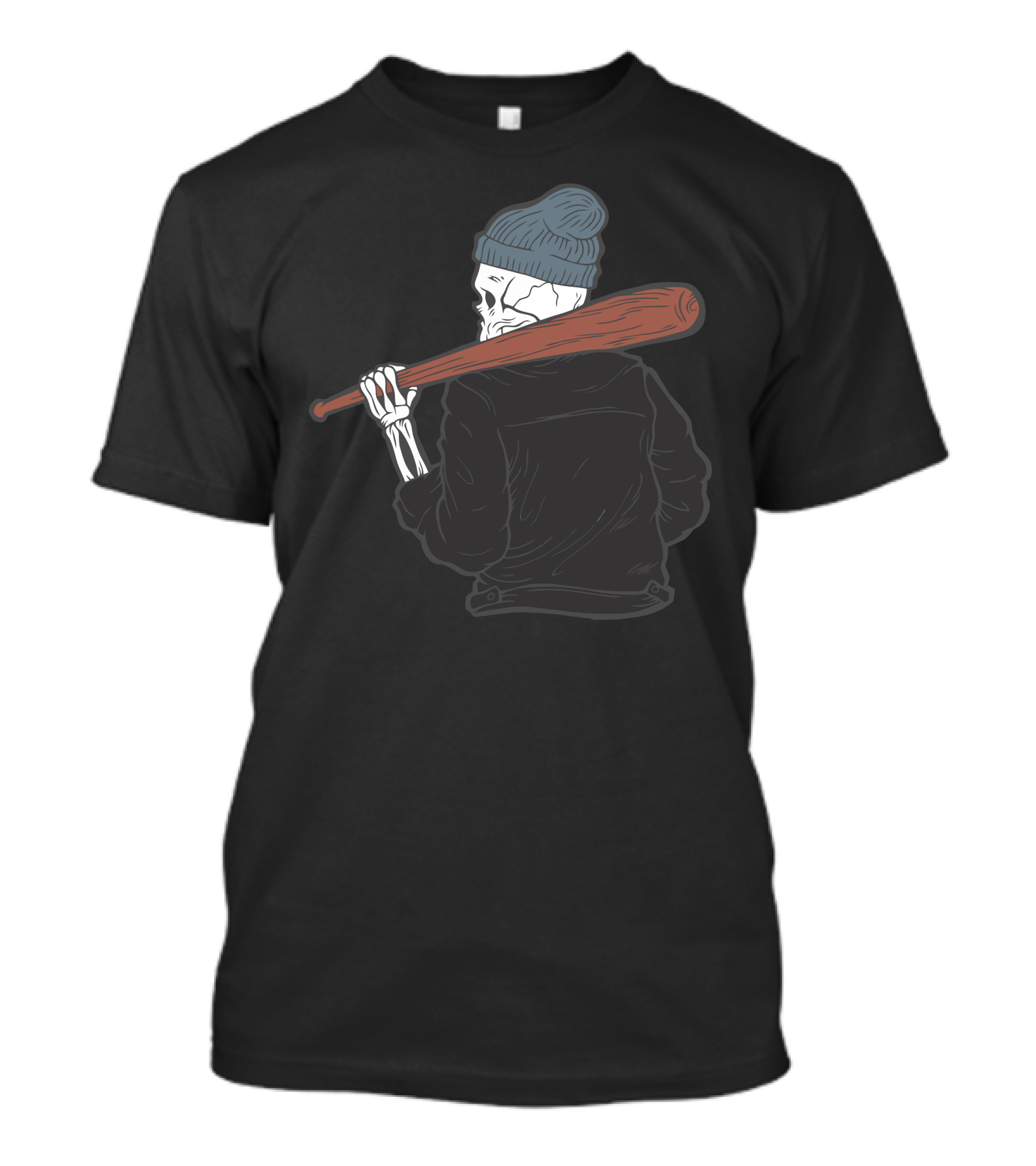 Skull Gangster In Beanie With Baseball Bat T-Shirt
