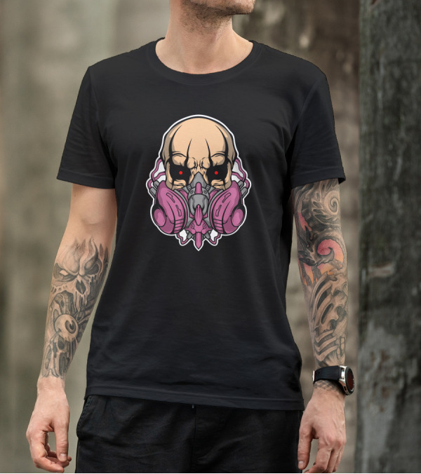 Skull Mask Red Eyes Purple Respirator T-Shirt
