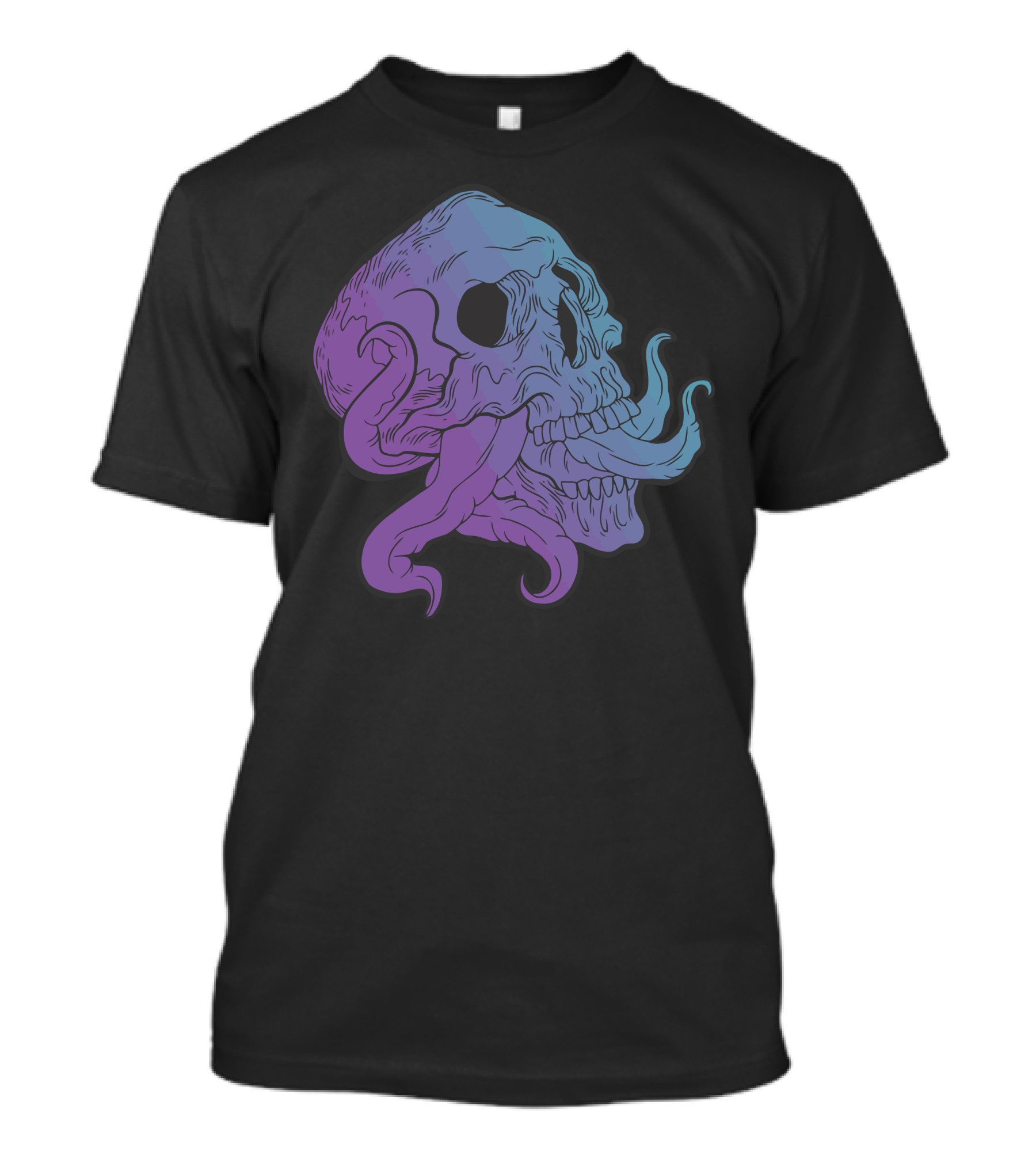 Skull Octopus Tentacle Fusion In Purple And Blue Hue T-Shirt