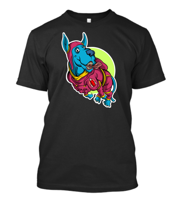 Space Dog Blue Cartoon In Red Suit T-Shirt