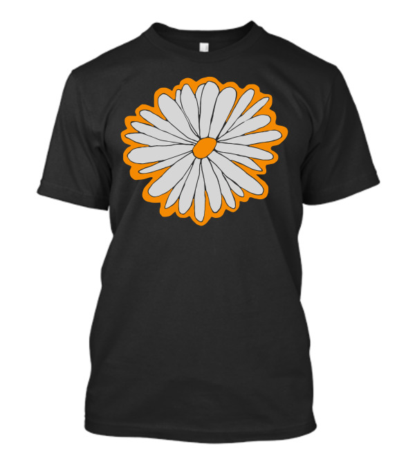 Spring Daisy Tri Blend White Flower Orange Outline T-Shirt