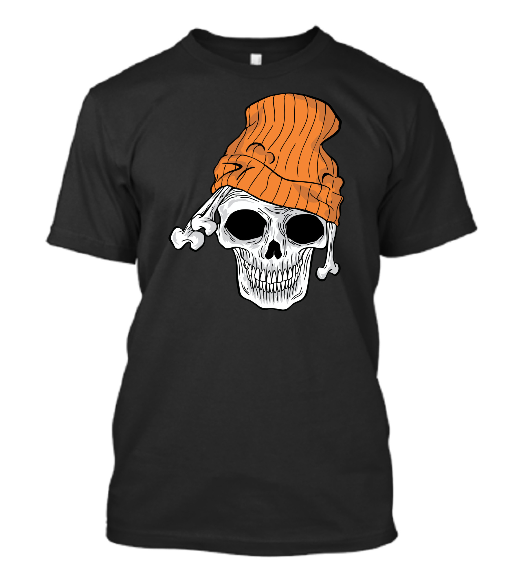 Street Skull With Orange Beanie T-Shirt