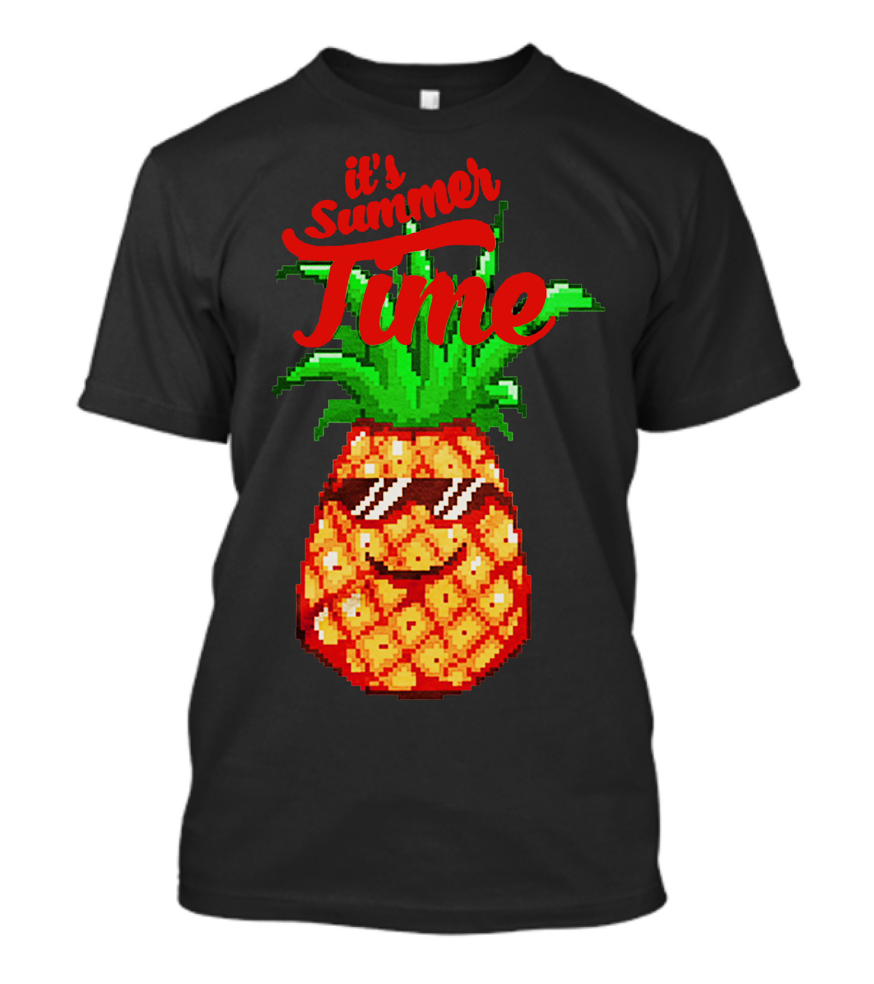 It's Summer Time Pineapple Sunglasses Pixel T-Shirt