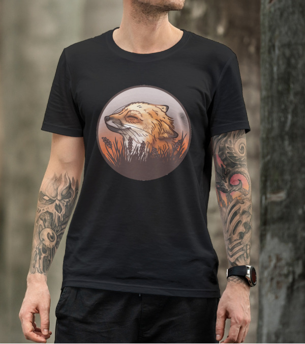 Sunset Fox In Tall Grass Fitted Scoop T-Shirt