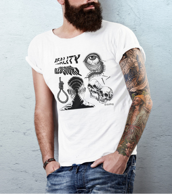 Reality Illusion Eye Skull Centipede Rope Skulls @dotfog T-Shirt