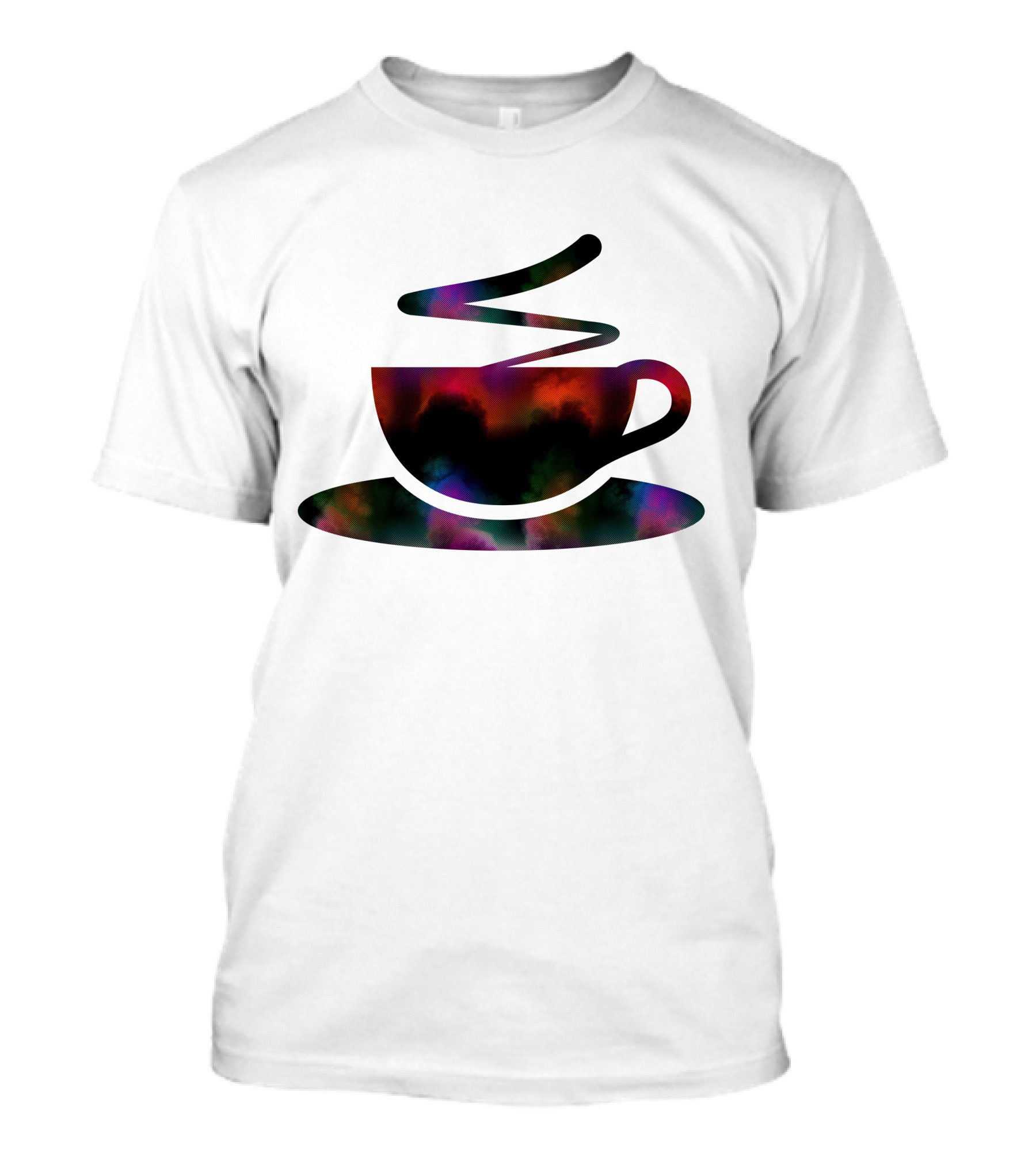 Colorful Tea Cup Silhouette With Abstract Steam T-Shirt