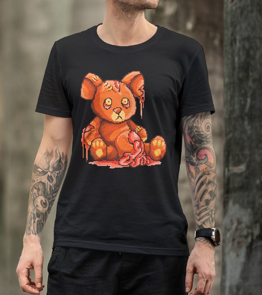 Teddy Zombie Pixel Art Bloody Horror Plush Toy T-Shirt