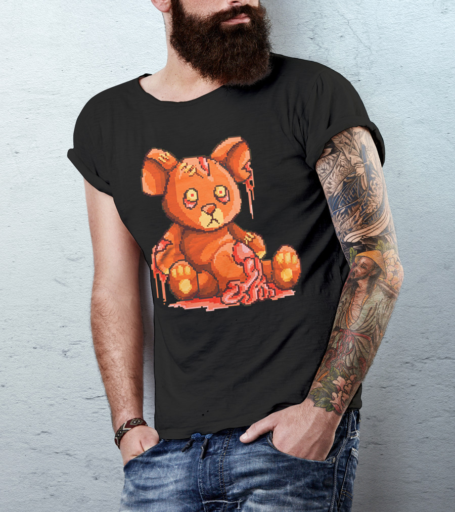 Teddy Zombie Pixel Art Bloody Horror Plush Toy T-Shirt