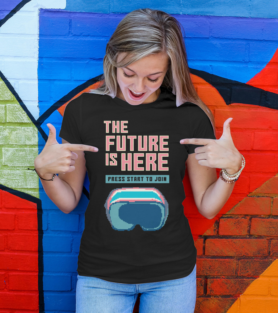 The Future Is Here Press Start To Join Retro Gaming Visor T-Shirt