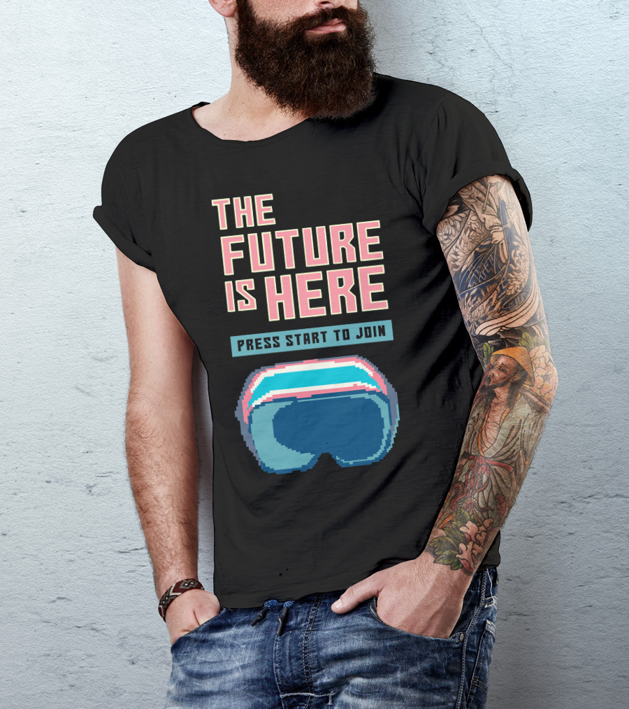 The Future Is Here Press Start To Join Retro Gaming Visor T-Shirt
