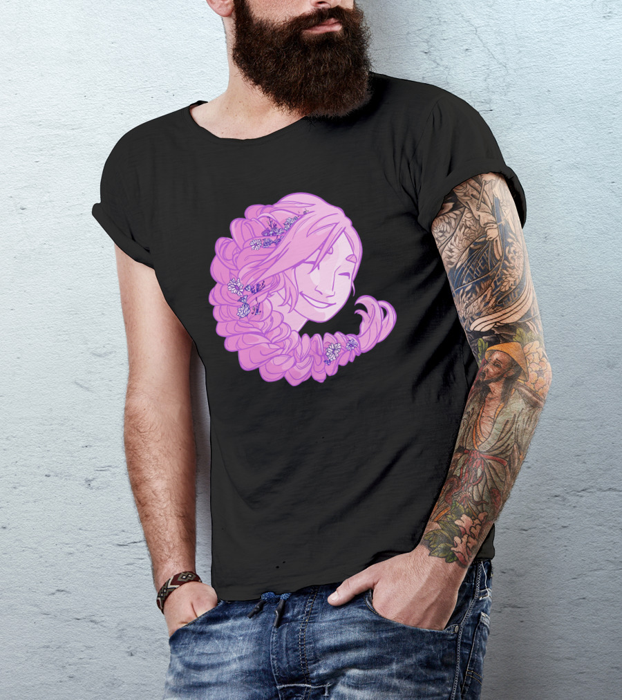The Happy Pink Haired Girl With Floral Braid T-Shirt