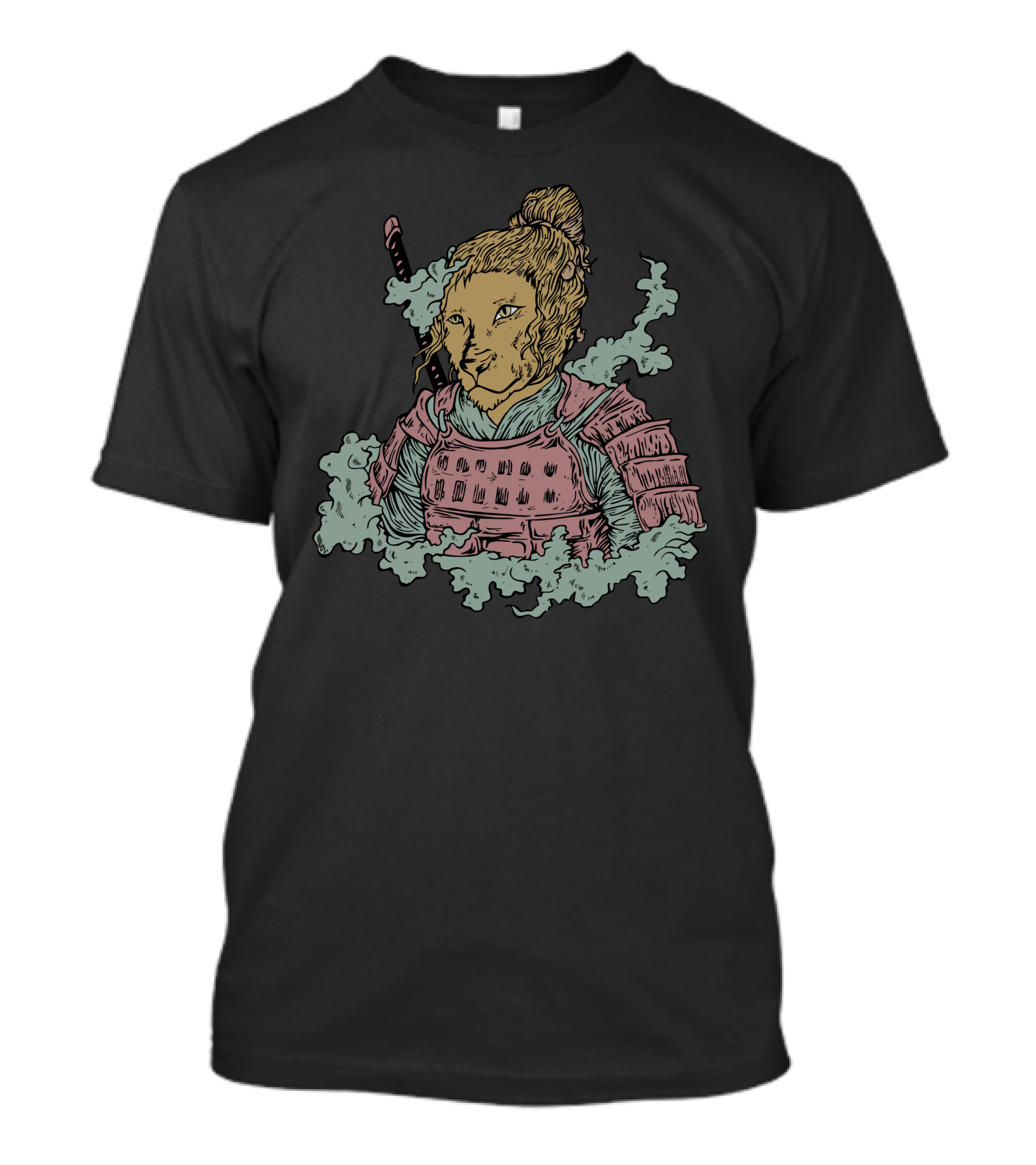 The Samurai Cat Warrior In Traditional Armor With Sword T-Shirt