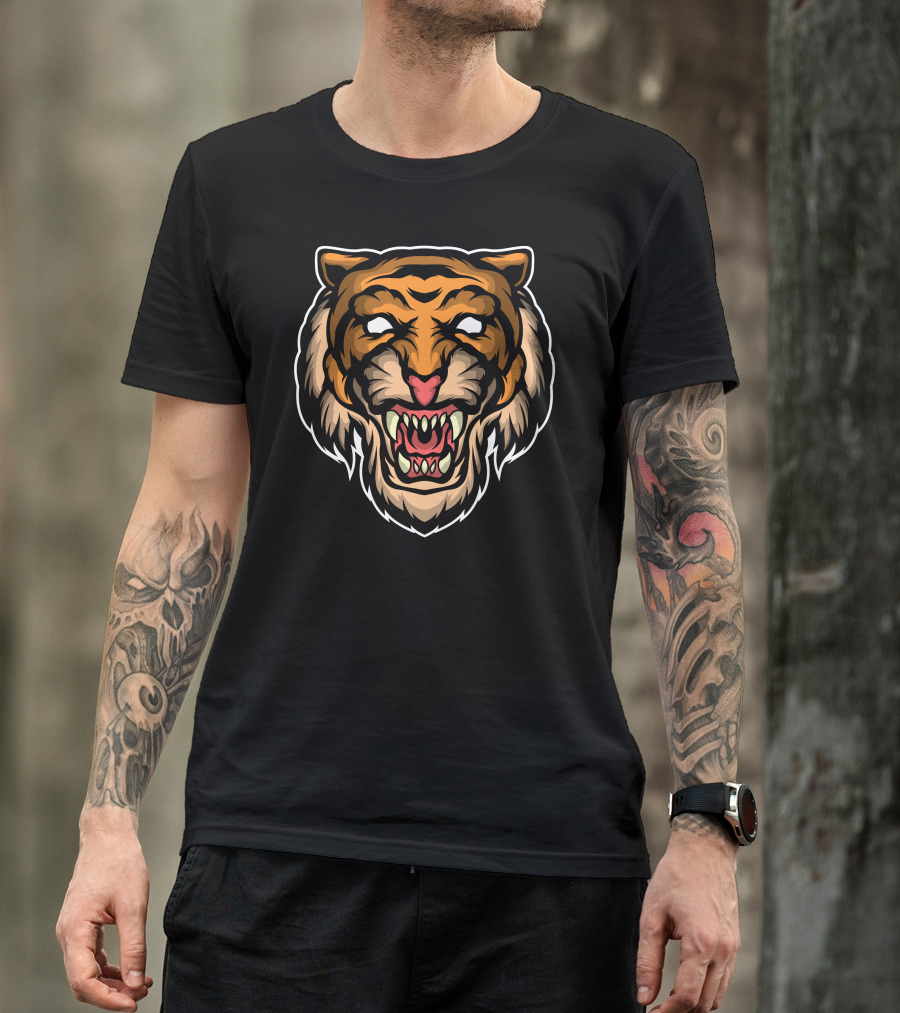 Tiger Face Fierce Roaring Head T-Shirt