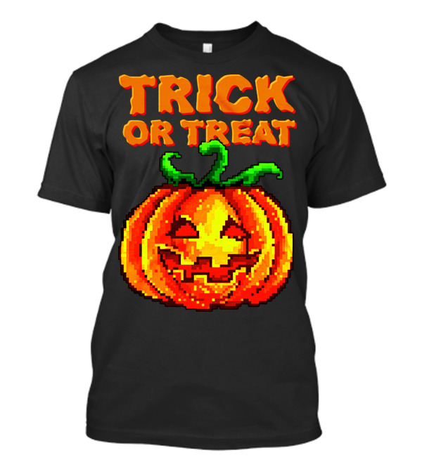 TRICK OR TREAT Pixel Pumpkin Vintage Halloween T-Shirt