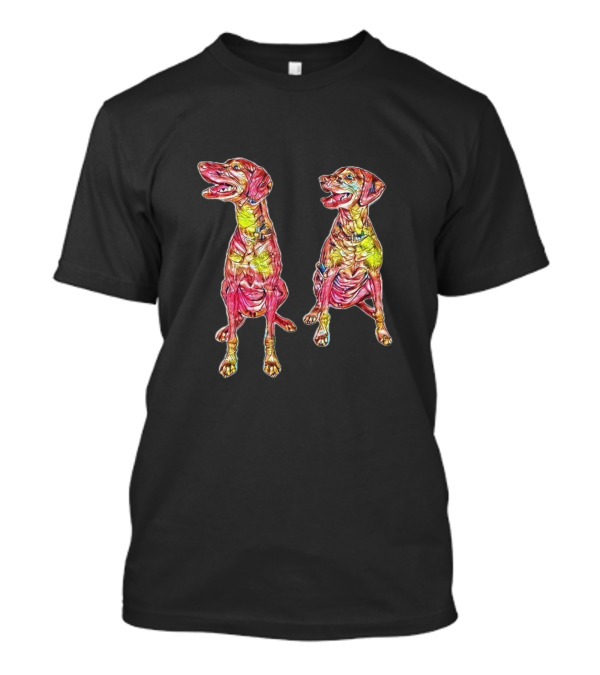 Two Adult Female Vizsla Dogs Colorful Artistic T-Shirt
