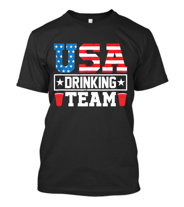 USA Drinking Team Funny Beer Lover Red Cups Patriotic American Flag T-Shirt
