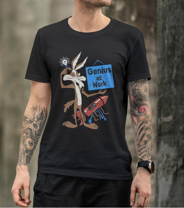 Looney Tunes Wile E. Coyote Genius At Work With Rocket And Lightbulb T-Shirt
