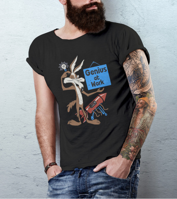 Looney Tunes Wile E. Coyote Genius At Work With Rocket And Lightbulb T-Shirt