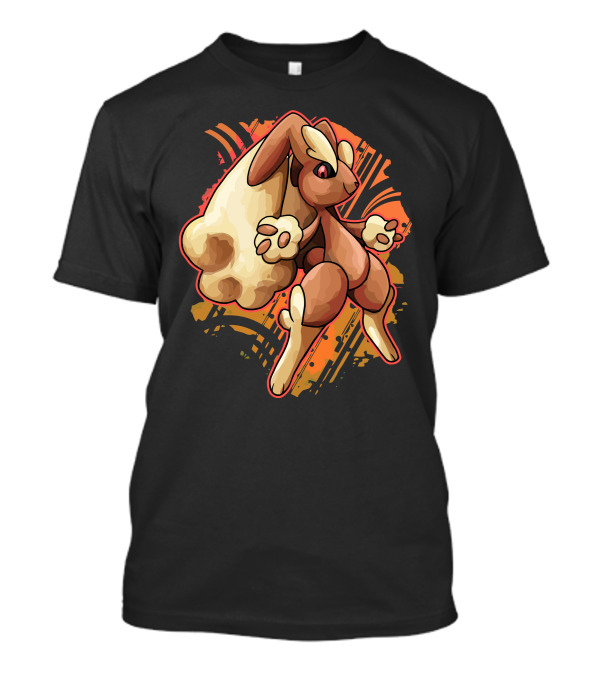 Lopunny Dynamic Action Pose On Fiery Abstract Background T-Shirt