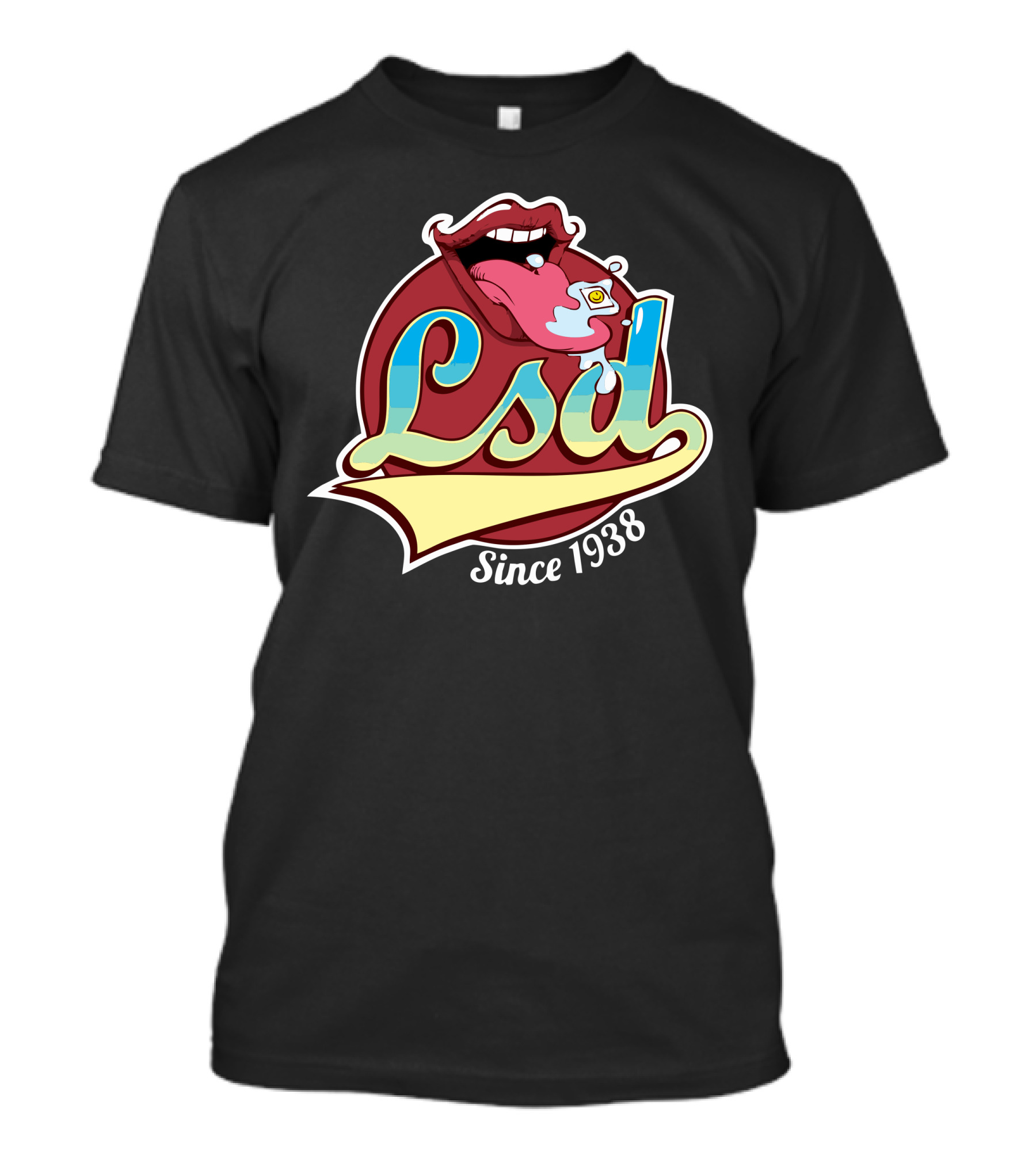Lsd Mouth And Stamp With Psychedelic Colors Since 1938 T-Shirt