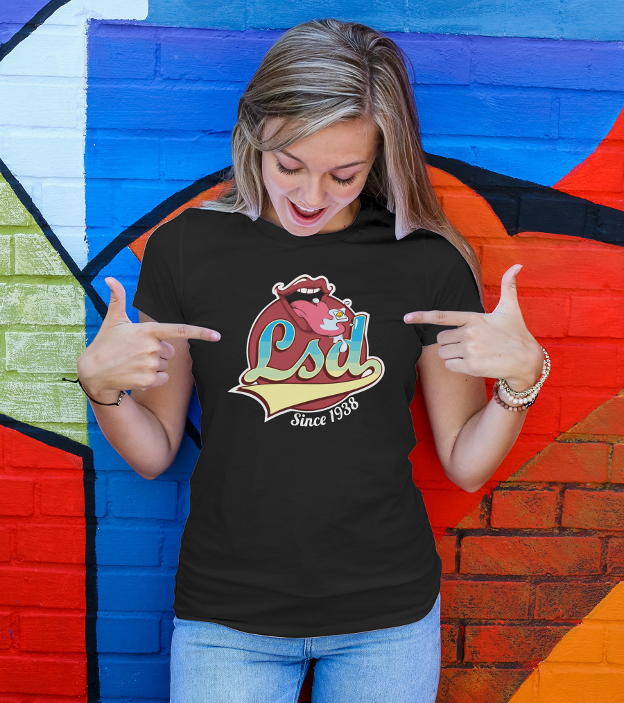 Lsd Mouth And Stamp With Psychedelic Colors Since 1938 T-Shirt